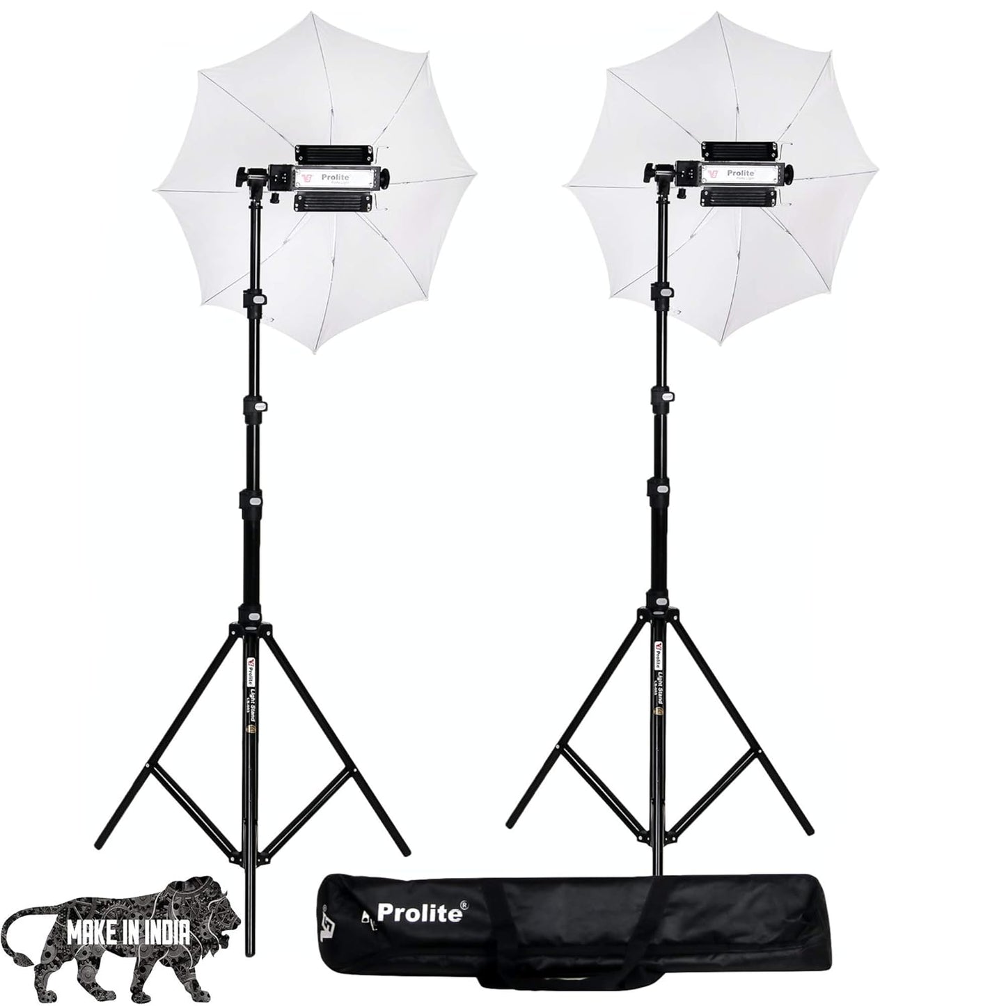 Prolite Extra-Heavy-Duty Porta Kit (14ft) | Professional Studio Setup with Pair of Light Stands, Porta Lights & Umbrellas | Ideal for Photography & Videography