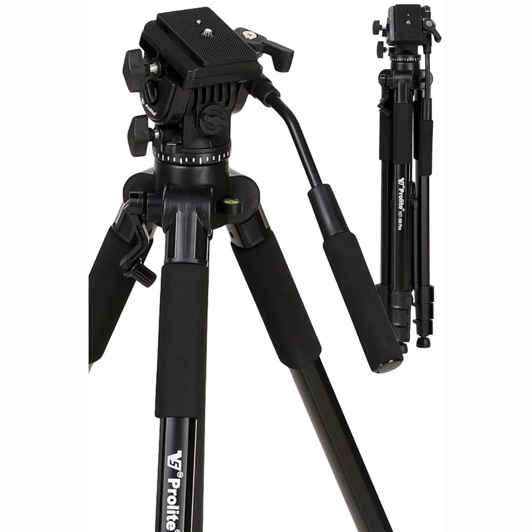 Prolite Tripod VCT 990 Plus (80 inch | Payload Upto 6 kg) with Fluid Video Head | Use with DSLR Camera, Video Camera