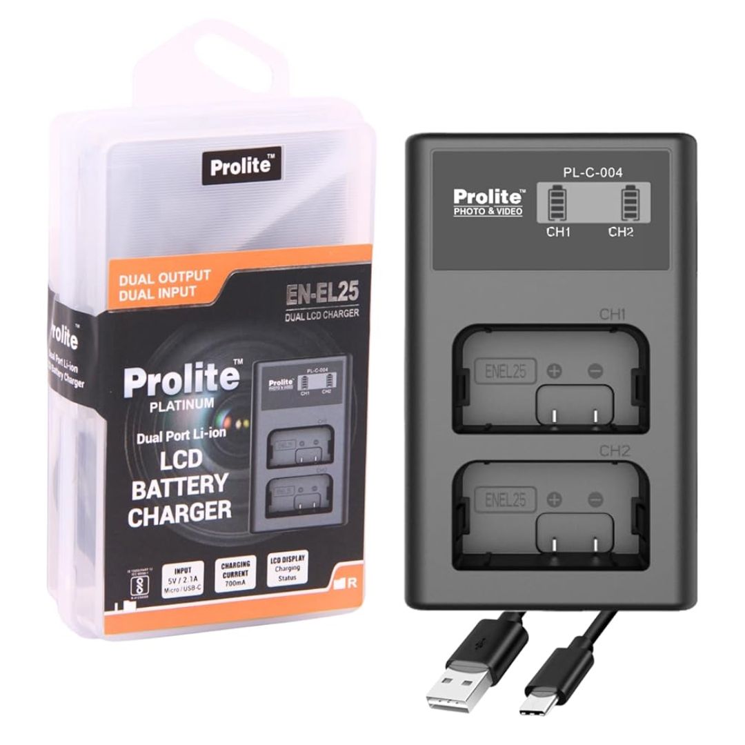 Prolite Dual LCD Charger for Nikon EN-EL25 Camera Li-ion Batteries | Camera Battery Charger (Copy)