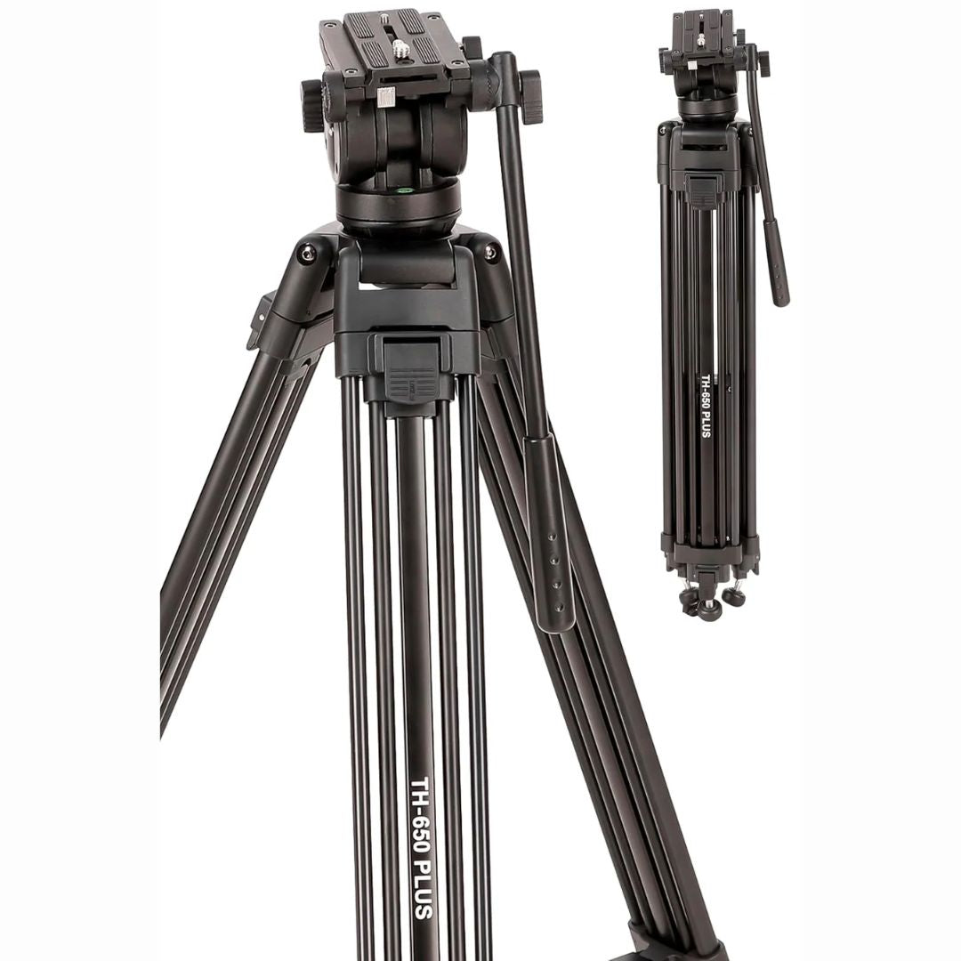Prolite Tripod VCT 650 Plus (Extendable to 72.5 inch | Payload Upto 20 kg) with Fluid Video Head | Professional, Heavy-Duty | for Digital Video Cameras