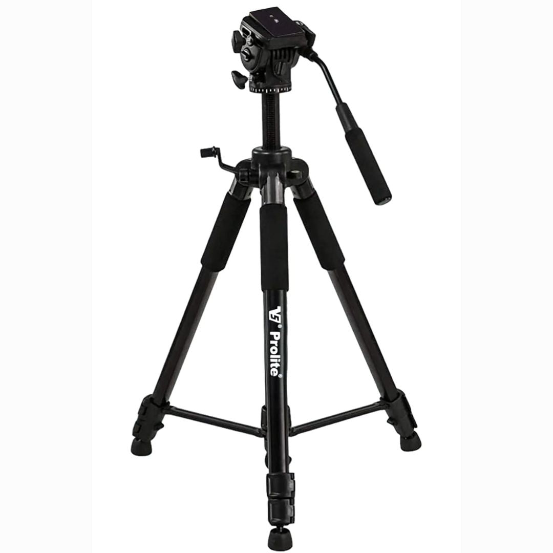 Prolite Tripod VCT 880 Plus (Max Height 72 inch | Payload Upto 6.5 kg) with Fluid Video Head | Mobile Holder & Carry Bag Included