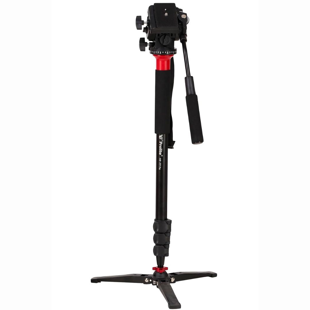 Prolite Monopod Kit 777 Pro VCT | Lightweight Heavy-Duty Monopod, Fluid Panhead, Standing Legs for Monopod | for DSLR Video Cameras | Load Capacity 6kg on Fluid Head & 15kg Directly on Monopod