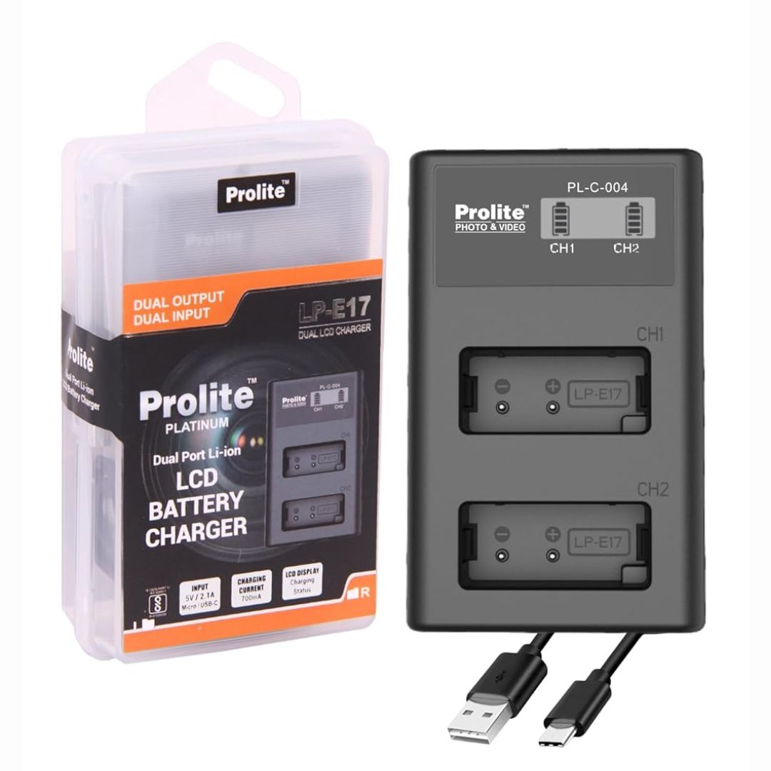 Prolite Dual LCD Charger for Canon LP-E17 Camera Li-ion Batteries | Camera Battery Charger (Copy)