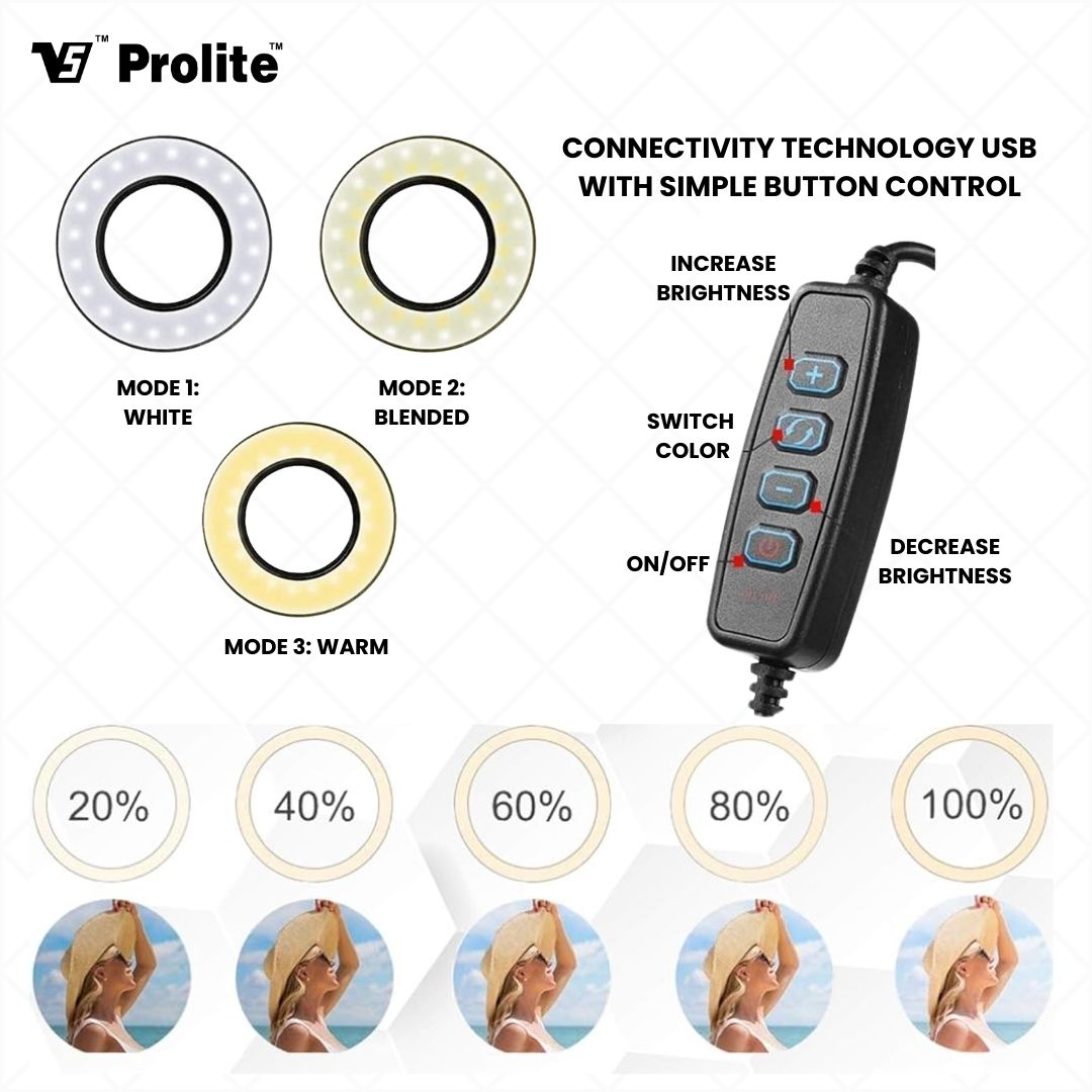 Prolite 10″ LED Ring Light with Heavy Duty 156cm Stand & Mobile Holder | Combo Kit – Perfect for Photography, Makeup, YouTube, and Video Shoots