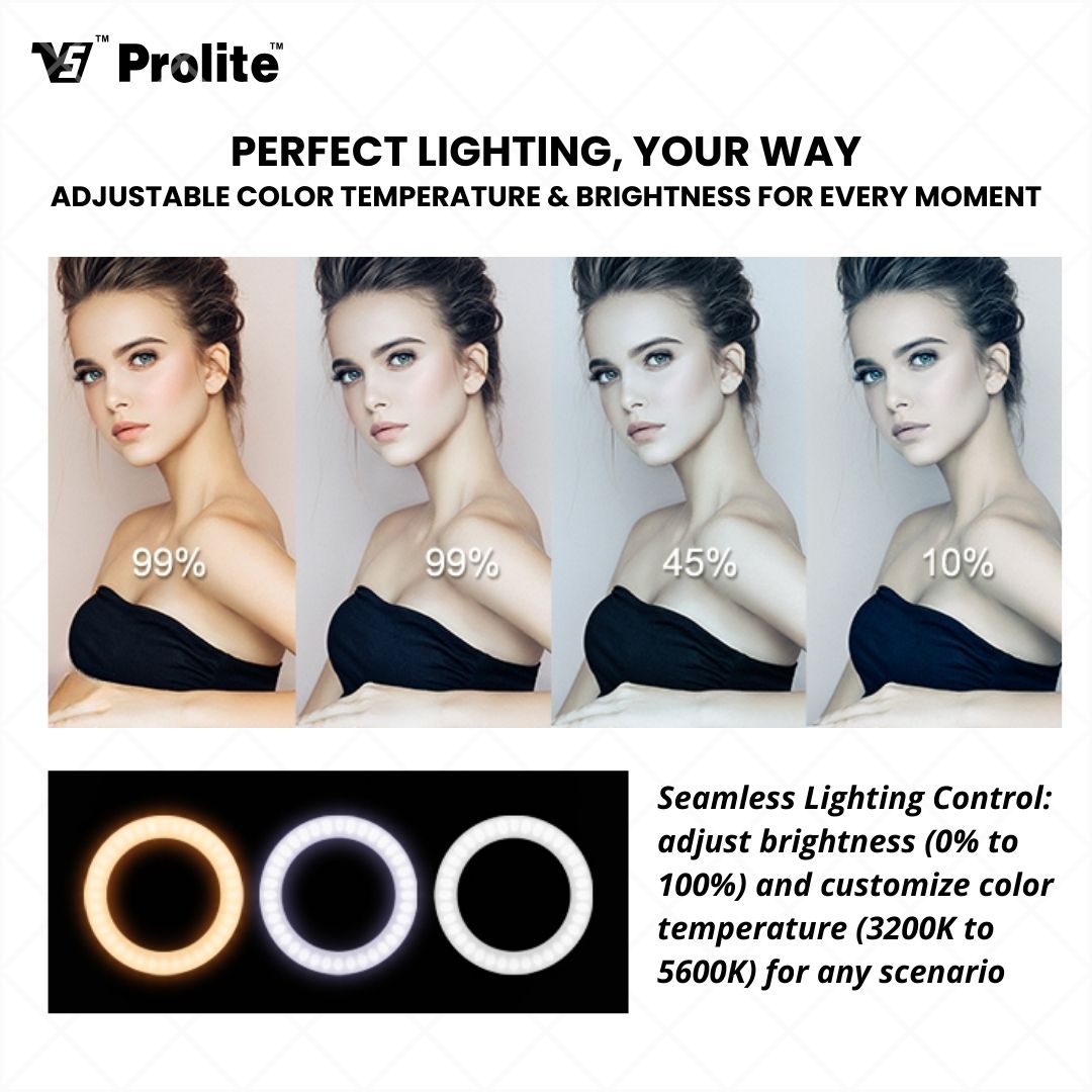 Prolite 18″ LED Ring Light with Heavy Duty 156cm Stand Combo Kit – Perfect for Photography, Makeup, YouTube, and Video Shoots