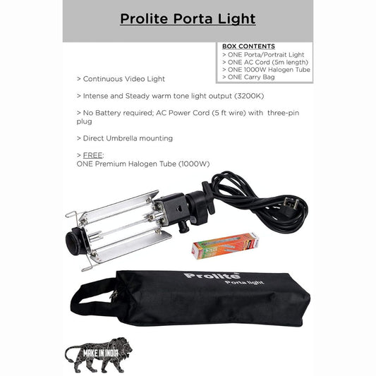 Prolite Porta Light (Portrait Light) with 1000 Watt Halogen Tube for Continuous Video Light (Warm Yellow)