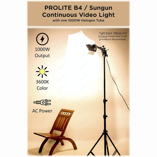 Prolite B4 Continuous Video Light with 1000 Watt Halogen Tube for Video Cameras and Video Shooting (Sungun)