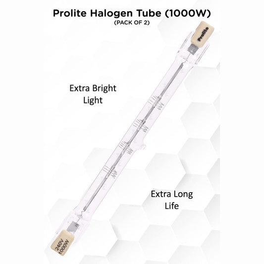 Prolite Premium 1000W Halogen Tube for Continuous Light (Pack of 2) | Yellow Light Output | Ideal for Photography & Videography with Halogen Base