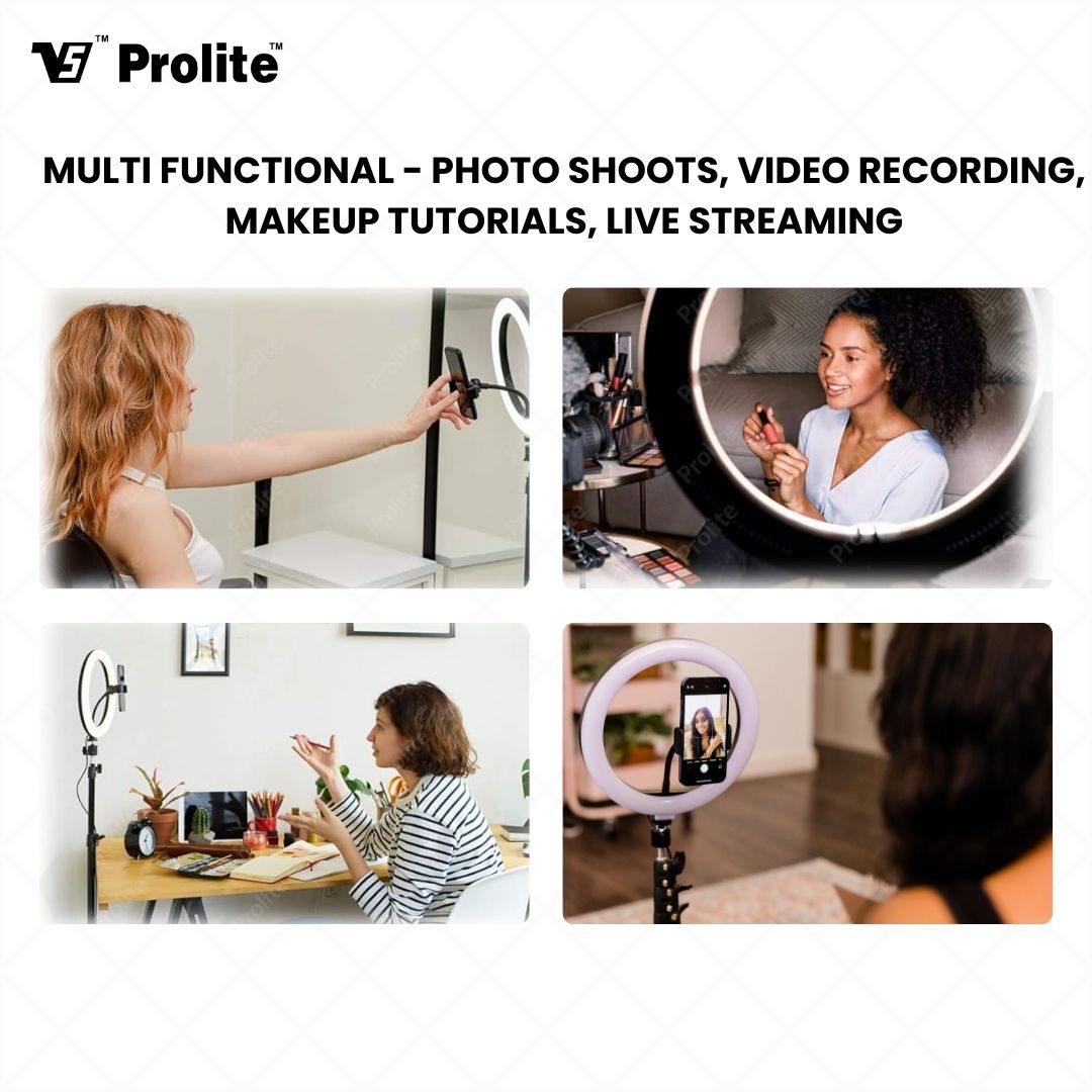 Prolite 10″ LED Ring Light with Heavy Duty 156cm Stand & Mobile Holder | Combo Kit – Perfect for Photography, Makeup, YouTube, and Video Shoots