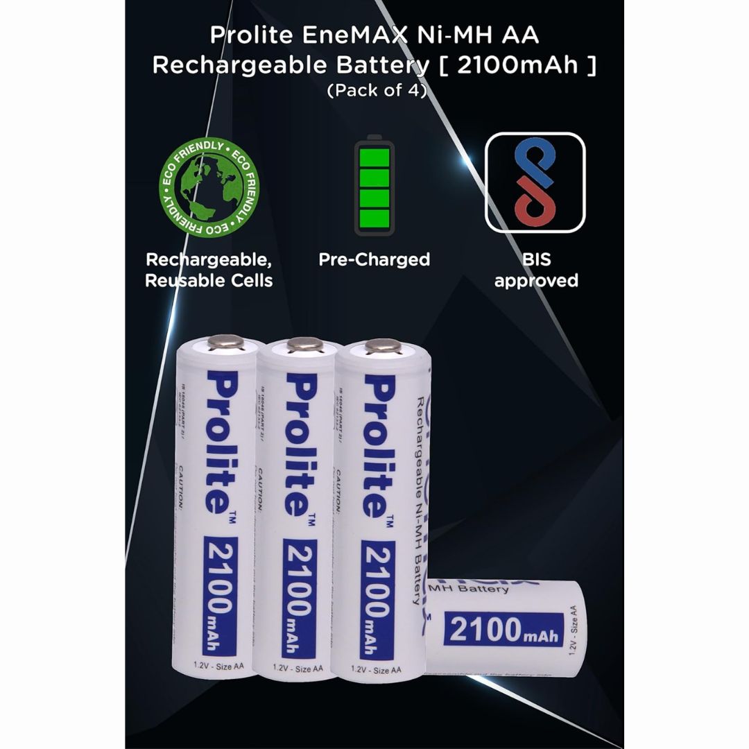 Prolite EneMAX Ni-MH AA Rechargeable Batteries 2100mAh (Pack of 4) | Low Self-Discharge | Ideal for Digital Cameras, Game Controllers, LED Torches, Toys, Shavers & More