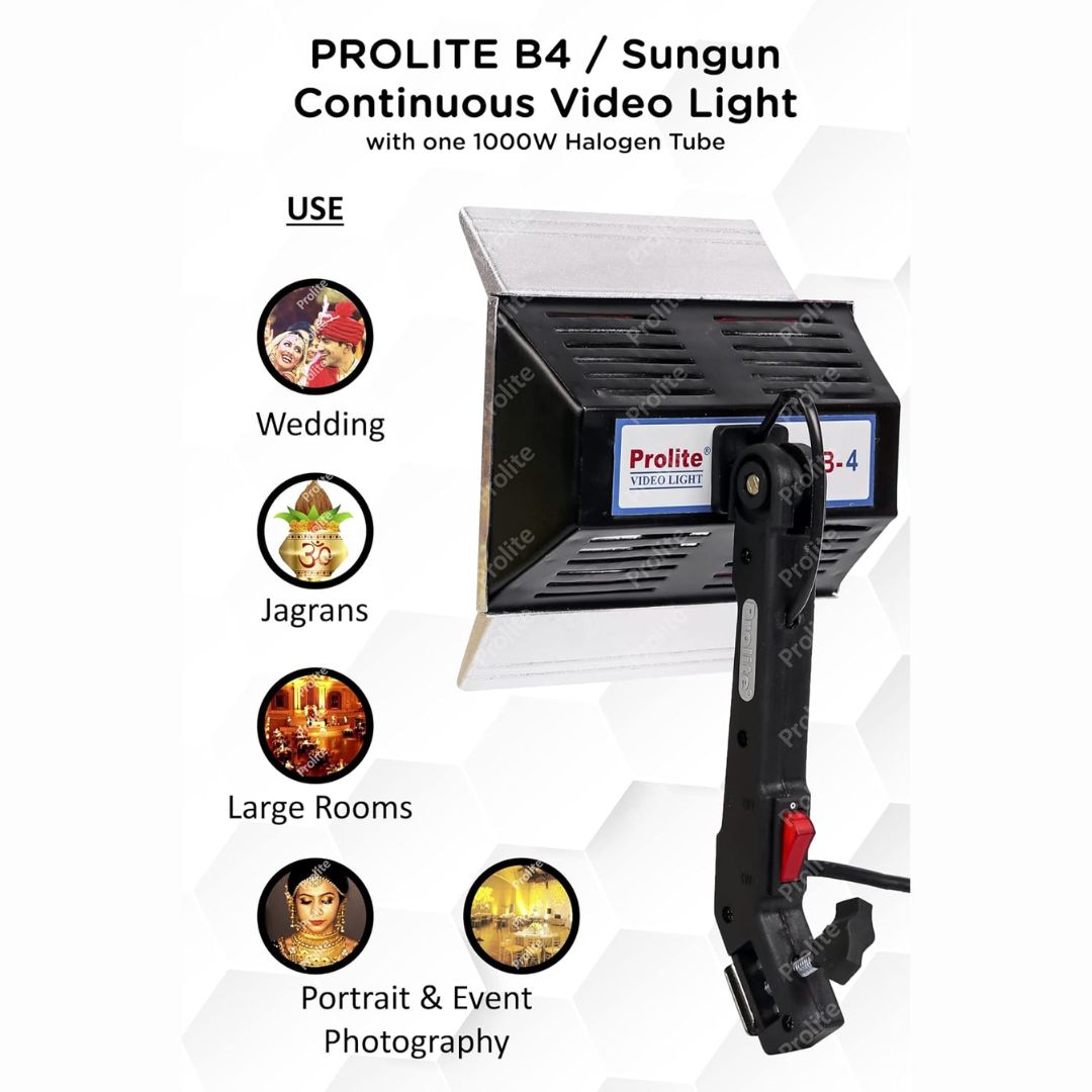 Prolite B4 Continuous Video Light with 1000 Watt Halogen Tube for Video Cameras and Video Shooting (Sungun)