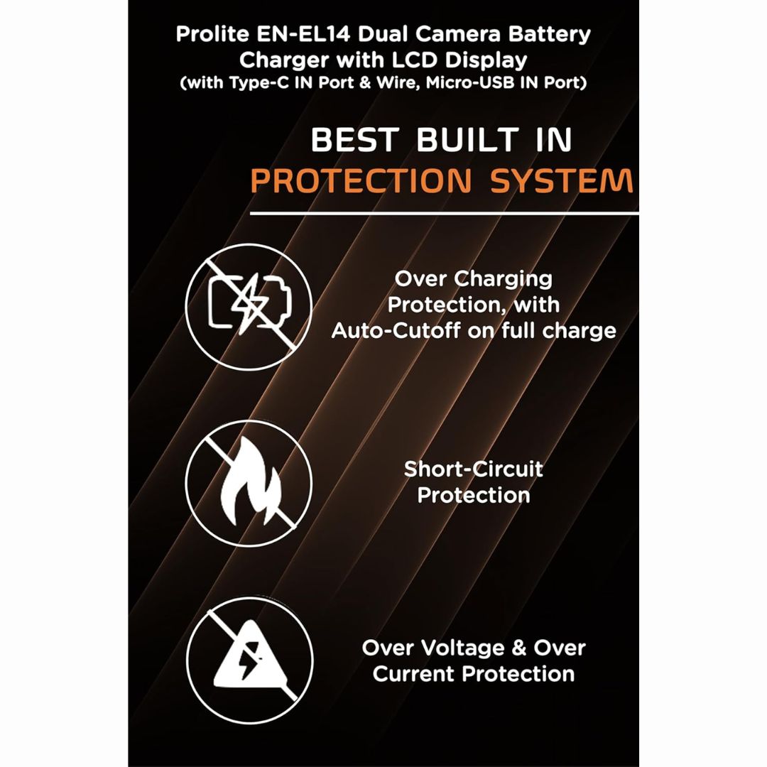 Prolite Dual LCD Charger for Nikon EN-EL14 Camera Li-ion Batteries | Camera Battery Charger (Copy)