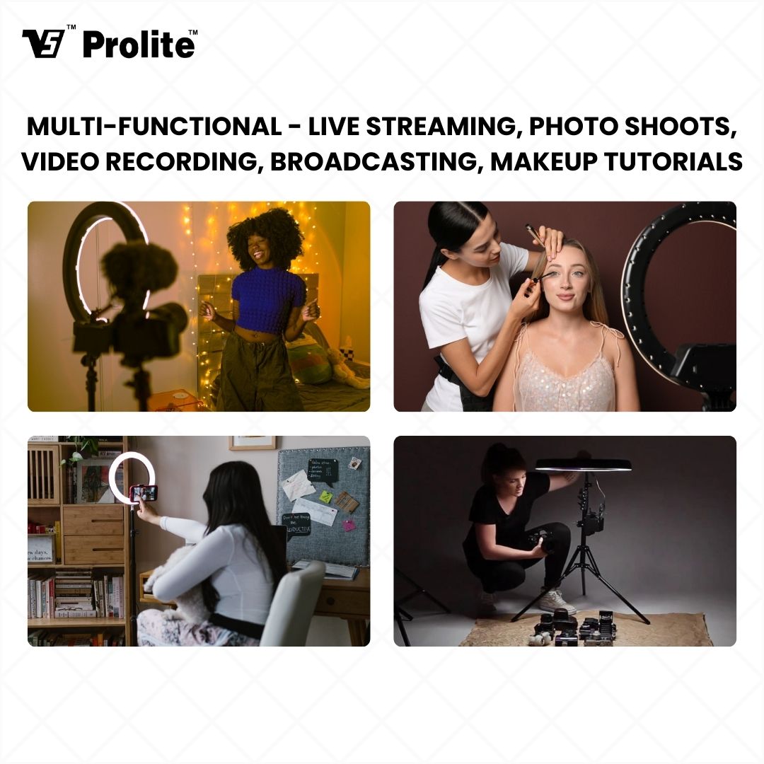 Prolite 18″ LED Ring Light (65W) with Heavy Duty 156cm Stand Combo Kit – Perfect for Photography, Makeup, YouTube, and Video Shoots