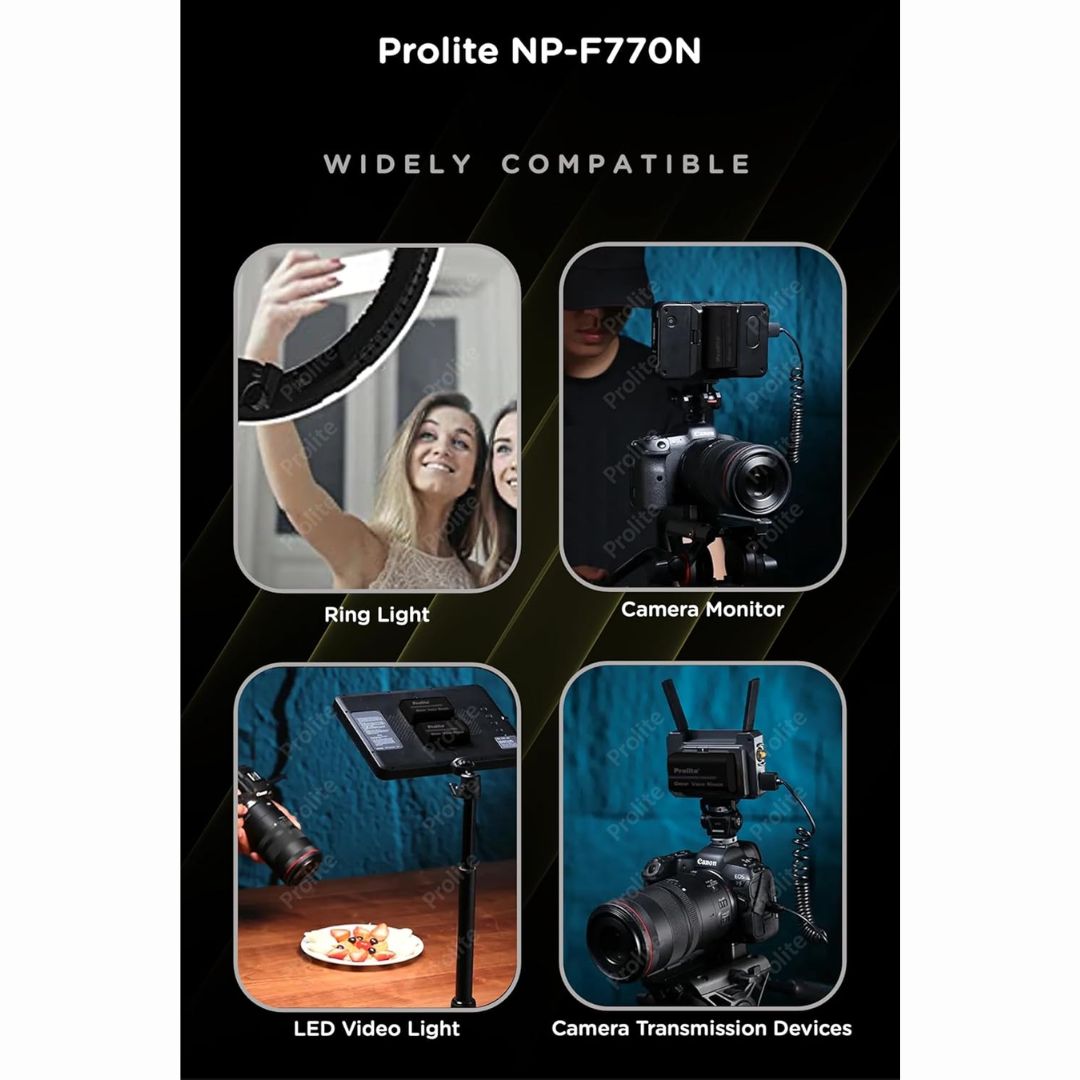 Prolite NP-F770N Li-ion LED Video Light Battery with Charging Indicator | Rechargeable for LED Video Lights