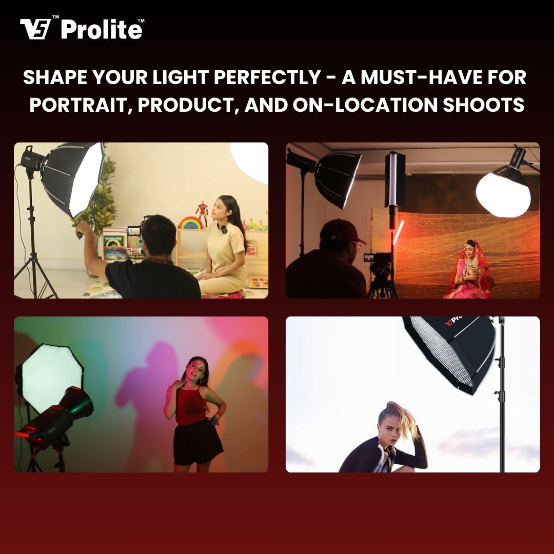 Prolite Octa 55cm Bowens Super Foldable Softbox with Detachable Bowens Mount, Compatible with all Bowens Mounts, Dual White Diffusers & Carry Bag for Easy Storage and Portability