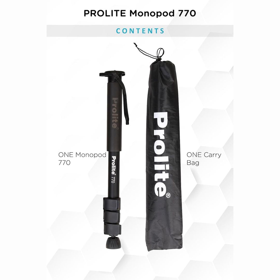 Prolite Monopod 775 | Lightweight & Portable | for DSLR Camera, Mobile, GoPro | Adjustable Height 1.7Ft to 5.2Ft | Load Capacity 6kg