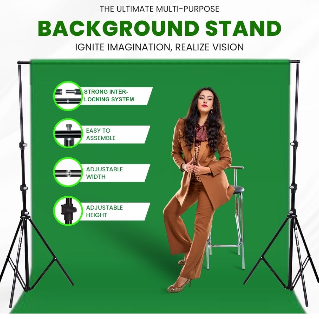 Prolite Background Support Kit BG-4 (9ft x 9ft) for Backdrop Photography & Videography with Carry Bag (Portable & Foldable)
