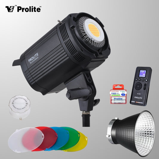 Prolite Litemax PL-250 Bi Gold (with Metal Reflector, 5 Color Filter Set (RGBWW), PL-C9 Remote 2.4GHz, Enemax 1100 AAAX2)