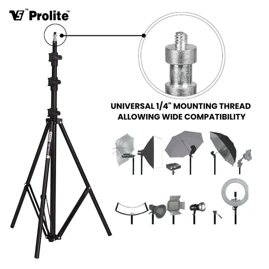Prolite Heavy-Duty Light Stand (9 feet) for COB Lights, Ring Light, Video Lights, Flash, Reflector, Diffuser, Photo & Video Studio Shooting (Portable, Foldable)