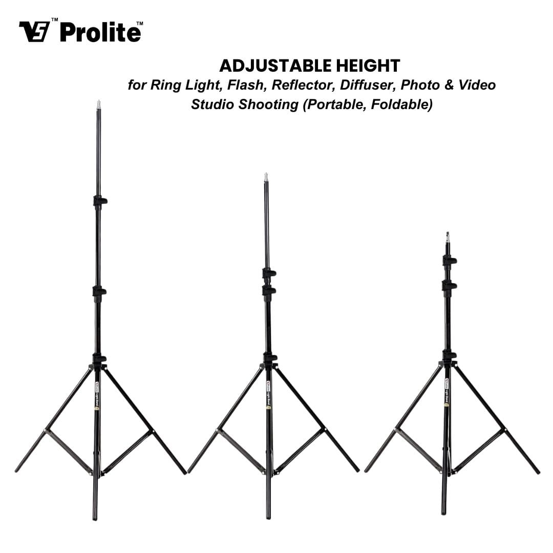 Prolite Heavy-Duty Light Stand (9 feet) for COB Lights, Ring Light, Video Lights, Flash, Reflector, Diffuser, Photo & Video Studio Shooting (Portable, Foldable with Carry Bag)