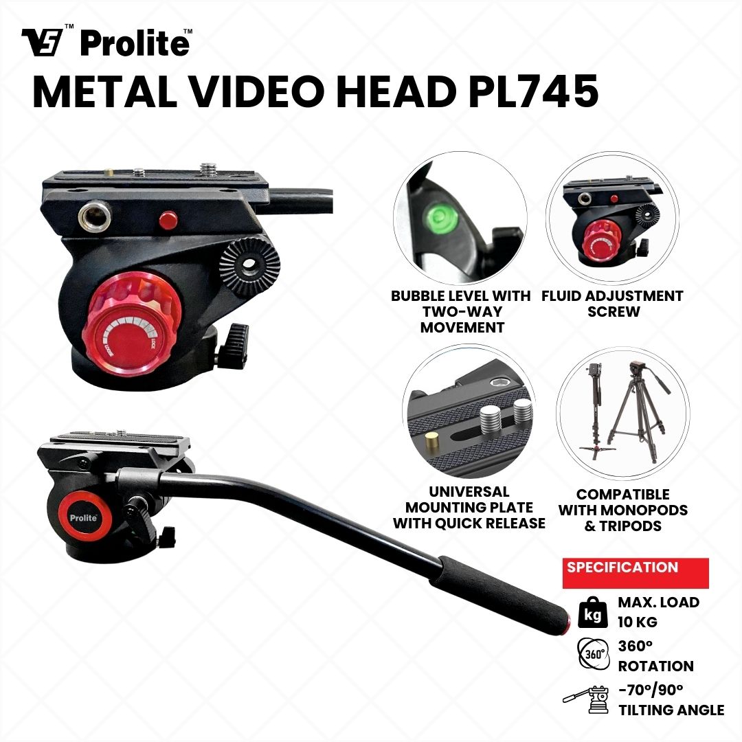 Prolite Professional Monopod 1199 Pro with Professional Metal Head |4 Sections | Screw Mount | Comfort Foam Grip | with Ball Head |for DSLR Camera Mobile GoPro | Maximum Height 1800mm | Load Capacity – 20kg