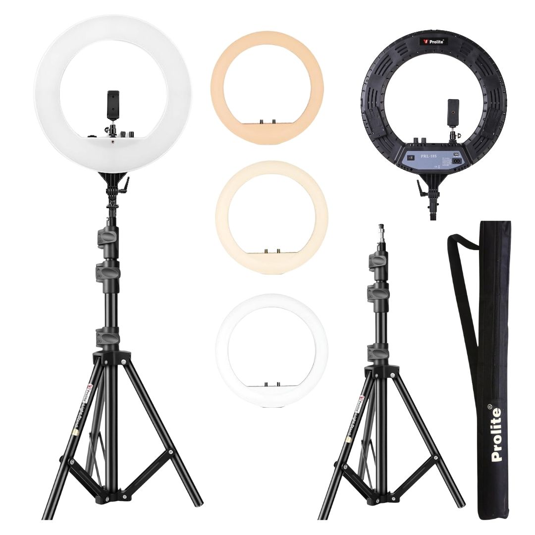 Prolite 18″ LED Ring Light with Heavy Duty 156cm Stand Combo Kit – Perfect for Photography, Makeup, YouTube, and Video Shoots