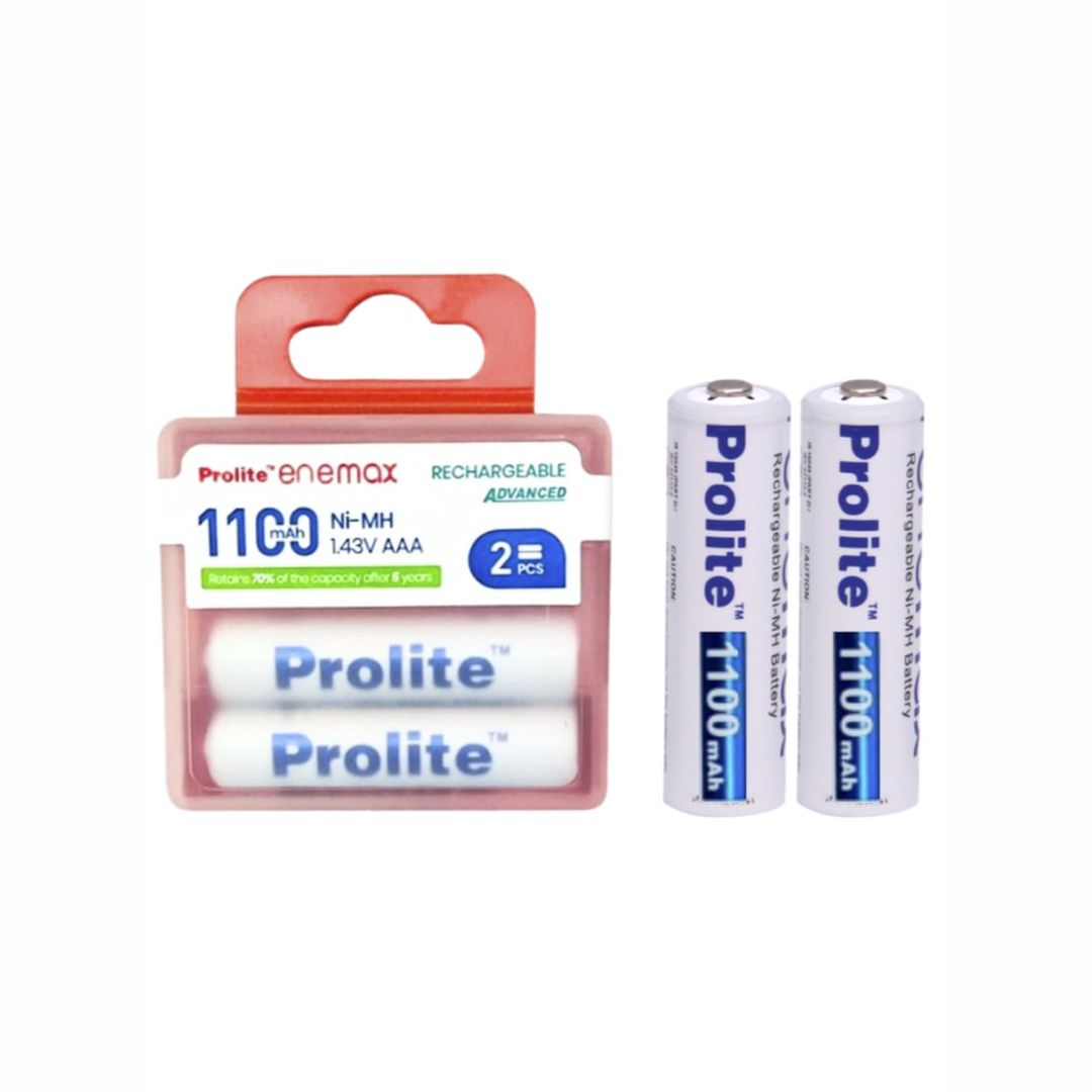 Prolite EneMAX Ni-Mh AAA Rechargeable Battery 1100mAh (Pack of 2) | Low Self-Discharge | Ideal for Digital Cameras, Game Controllers, LED Torches, Toys, Shavers & More