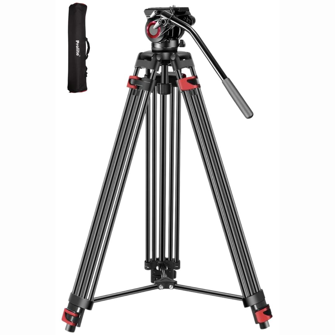 Prolite VCT 655 Tripod | Platinum Professional Series | Hydraulic Metal Head | Max Height 7ft | 20kg Load Capacity | For Digital Cameras & Rigs