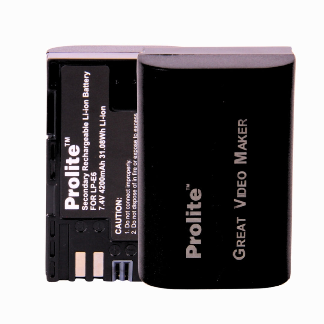 Prolite LP-E6 Platinum Lithium-ion Rechargeable Battery (4200mAh) for Canon DSLR Cameras – Compatible with Canon XC10, XC15, EOS 60D, 70D, 80D, 5D Mark II, III, IV, 5Ds, 5DS R, 6D, 6D Mark III, 7D, 7D Mark II & More