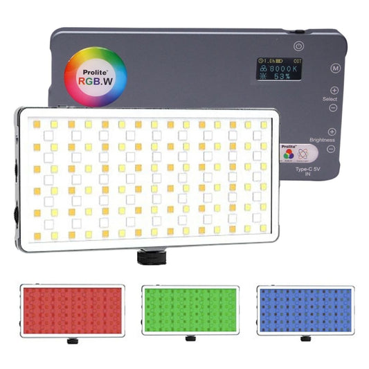 Prolite RGB Pocket LED 12W Video Light – 4000mAh Battery, OLED Display, 21 Light Effects, Type-C Charging, 96 CRI, 360° Brightness Control & Hard Case
