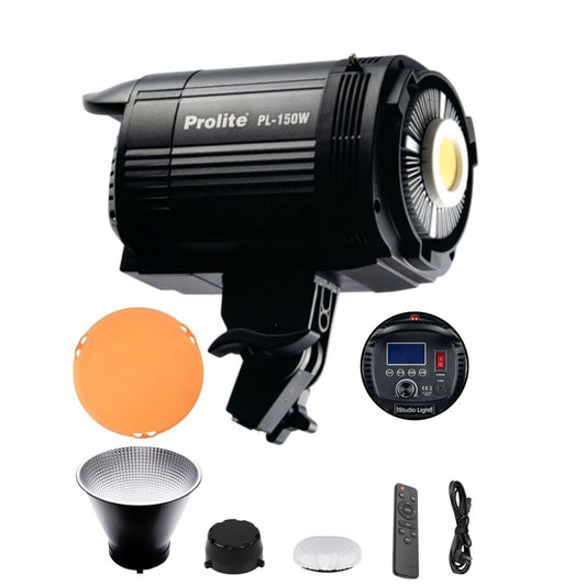 Prolite PL-150W COB LED Video Light – 15000 Lux, 6500K | Bowens Mount, Reflector, Diffuser, Remote | Studio & Wedding Photography Light