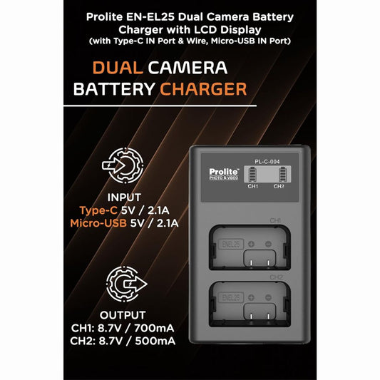 Prolite Dual LCD Charger for Nikon EN-EL25 Camera Li-ion Batteries | Camera Battery Charger (Copy)