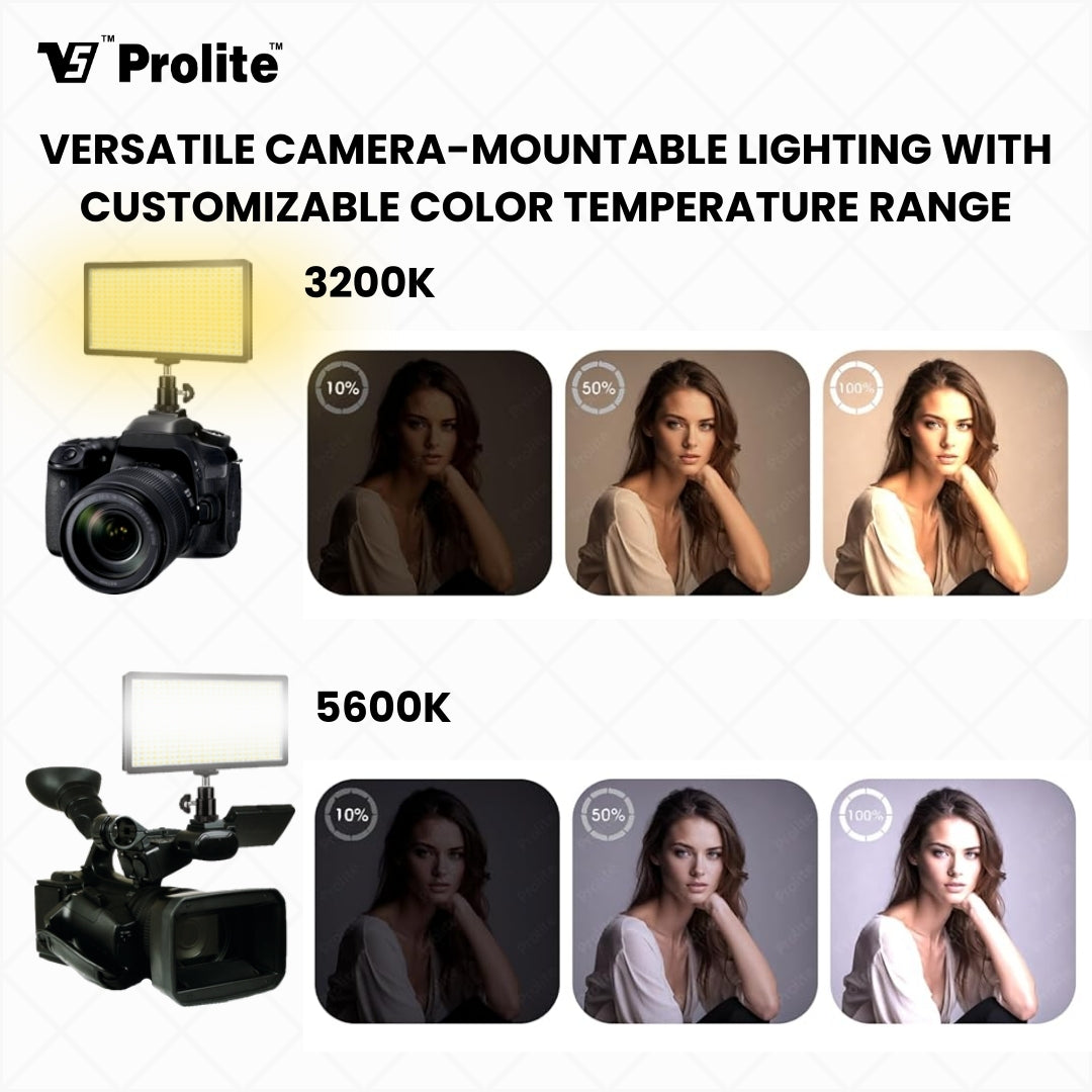 Prolite LED 312 Professional Video Light with NP-550 Li-ion Battery, 3200K-5600K Adjustable, 5200 LUX, 1/4″ Mount, C-Type Charging, Ideal for Content Creators, Product Photography, Makeup Shoots