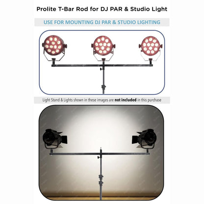 Prolite Multipurpose T-Bar Rod for Studio Lights, Flashes, Umbrellas, DJ PAR Lighting & Microphones (3 Mounts)