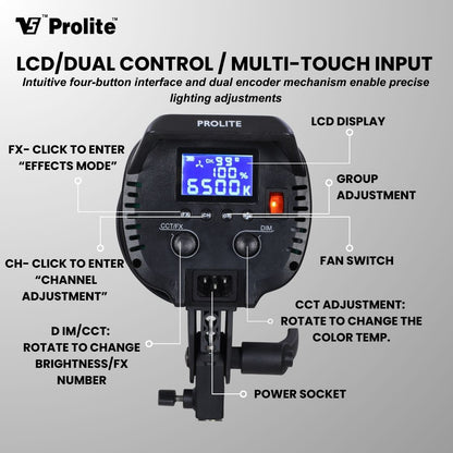 Prolite Litemax PL-350 Bi Gold (with Metal Reflector, 5 Color Filter Set (RGBWW), PL-C9 Remote 2.4GHz, Enemax 1100 AAAX2)