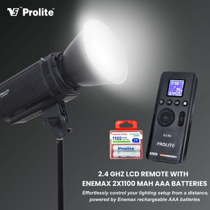 Prolite Litemax PL-350 Bi Gold (with Metal Reflector, 5 Color Filter Set (RGBWW), PL-C9 Remote 2.4GHz, Enemax 1100 AAAX2)